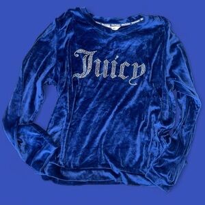 Juicy Couture Blue Velour Rhinestone Logo Pullover